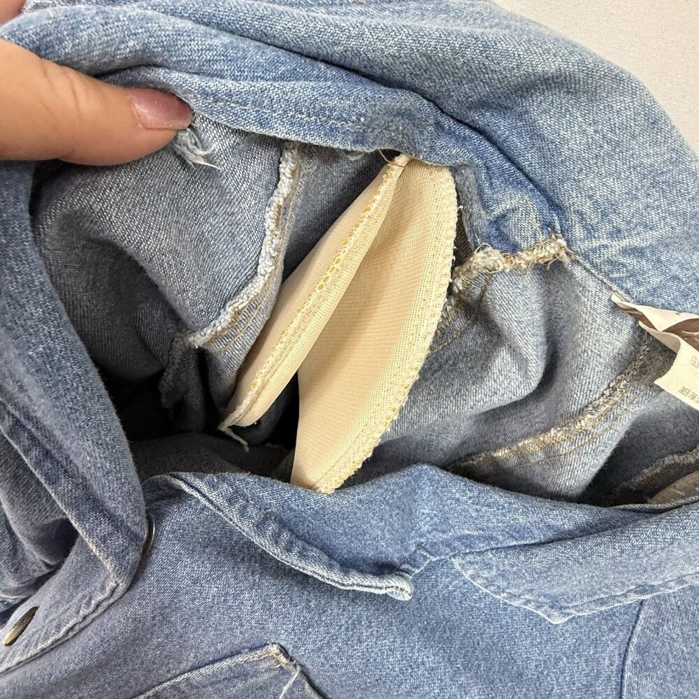 Vintage Ideas Dress Womens M Midi Denim Snap Western Elastic Waist Pockets READ - Picture 8 of 10